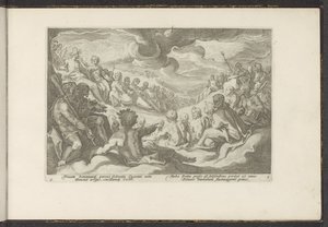 Jupiter kallar de olympiska gudarna Ovidius metamorfoser (serietitel) Rekreationer av P. Ovidius Naso (serietitel) av Hendrick Goltzius (workshop of)