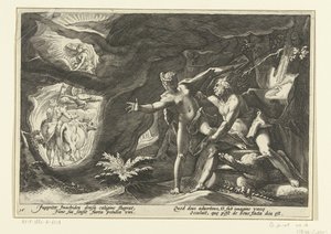 Jupiter anfaller Io Ovidius metamorfoser (serietitel) av Hendrick Goltzius (workshop of)