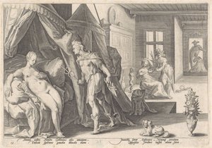 Merkurius besöker Herse Metamorphoses of Ovid (serietitel) av Hendrick Goltzius (workshop of)