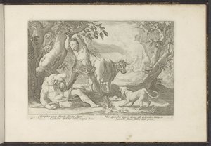 Mercurius doodt Argus Ovidius metamorfoser (serietitel) The Herescheppingen van P. Ovidius Naso (serietitel) av Hendrick Goltzius (workshop of)
