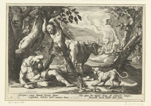 Mercurius doodt Argus Ovidius metamorfoser (serietitel) av Hendrick Goltzius (workshop of)