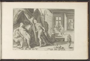 Mercurius i Herses kamera Ovidius metamorfoser (serietitel) The Herescheppingen van P. Ovidius Naso (serietitel) av Hendrick Goltzius (workshop of)