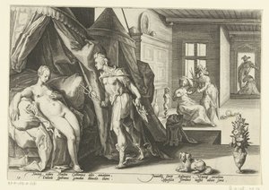 Mercurius i Herses kamera Ovidius metamorfoser (serietitel) av Hendrick Goltzius (workshop of)