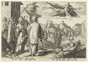 Mercury blir kär i Herse Ovidius metamorfoser (serietitel) av Hendrick Goltzius (workshop of)