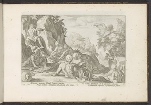 Peneus besöktes av andra flodgudar Ovidius metamorfoser (serietitel) Återskapanden av P. Ovidius Naso (serietitel) av Hendrick Goltzius (workshop of)