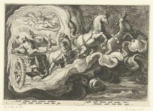 Phaethon åker sin fars vagn Ovidius metamorfoser (serietitel) av Hendrick Goltzius (workshop of)