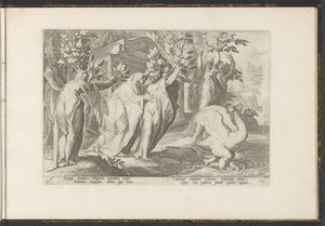 Phaethons systrar förvandlas till poppel och hans vän till en svan Ovidius metamorfoser (serietitel) Rekreationer av P. Ovidius Naso (serietitel) av Hendrick Goltzius (workshop of)