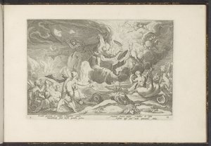 Val van Phaëthon Ovidius metamorfoser (serietitel) The Herescheppingen van P. Ovidius Naso (serietitel) av Hendrick Goltzius (workshop of)