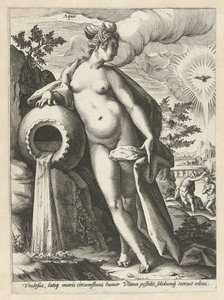 Vatten Aqua (titel på objekt) De fyra elementen (serietitel) av Hendrick Goltzius (workshop of)