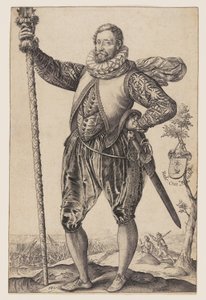 En gäddman vände sig åt vänster av Hendrick Goltzius