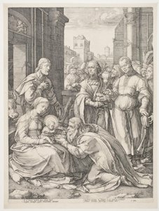 Tillbedjan av Magi av Hendrick Goltzius