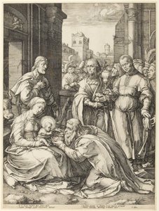 De vise männens tillbedjan av Hendrick Goltzius
