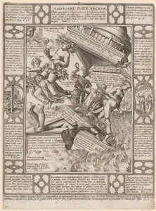 Aedificare super Arenam, blad 7 i serien ”Allegorier över den kristna tron” av Hendrick Goltzius
