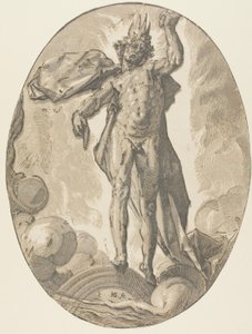 Aether, tallrik sex från Demogorgon and the Deities av Hendrick Goltzius