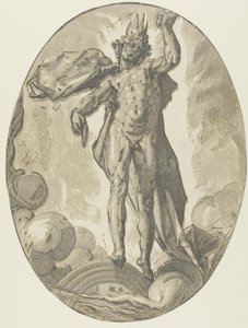 Aether, tallrik sex från Demogorgon and the Deities av Hendrick Goltzius