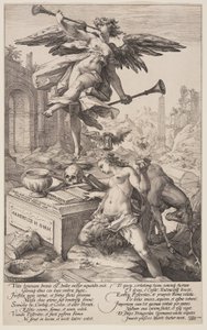 Allegori om berömmelse och historia, från De romerska hjältarna av Hendrick Goltzius