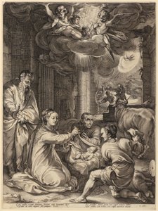 Herdarnas tillbedjan, blad 2 i serien ”Jungfru Marias liv” av Hendrick Goltzius