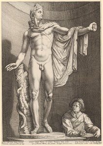 Apollo Belvedere, blad 3 ur "Tre antika statyer från Rom" av Hendrick Goltzius