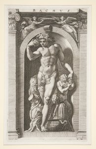 Bacchus, #7 i en serie av åtta antika gudar av Hendrick Goltzius
