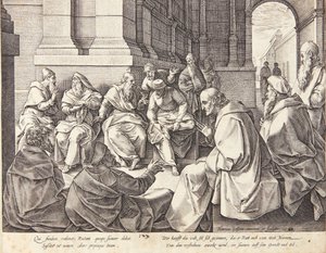 Boaz och de tio äldste av Hendrick Goltzius