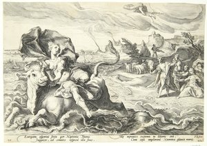 Bortförandet av Europa av Hendrick Goltzius