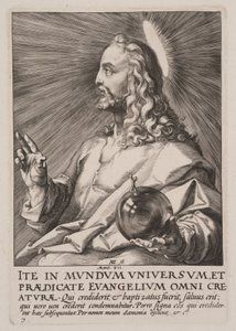 Kristus (som Salvator Mundi), från Kristus, apostlarna och Paulus med trosbekännelsen av Hendrick Goltzius
