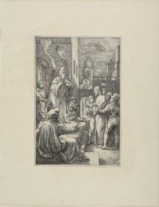 Kristus före Kaifas, tallrik fyra från Kristi lidande av Hendrick Goltzius