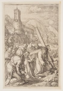 Kristus bär korset, från The Passion av Hendrick Goltzius