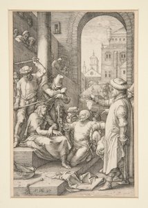 Christ Crowned with Thorns, från The Passion, #7 i en serie av 12 gravyrer av Hendrick Goltzius
