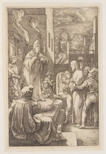 Kristus inför Kajafas, från Passionen av Hendrick Goltzius