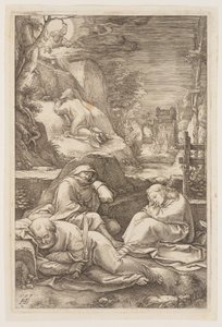 Kristus på Olivberget, från The Passion av Hendrick Goltzius
