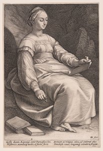 Clio, historiens musa, från De nio musorna av Hendrick Goltzius