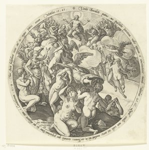 De välsignade tas emot i himlen The Last Judgment (serietitel) av Hendrick Goltzius