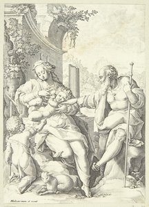 Den heliga familjen med den lille Johannes av Hendrick Goltzius