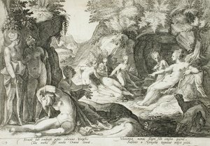 Diana och hennes nymfer upptäcker Kallistos graviditet av Hendrick Goltzius