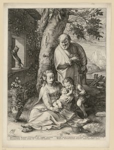 Den heliga familjen med Johannesbarnet av Hendrick Goltzius