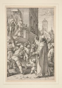 Ecce Homo, från The Passion, #8 i en serie av 12 gravyrer av Hendrick Goltzius