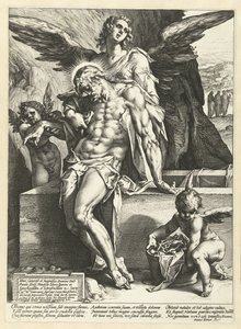 Änglar bär Kristi kropp av Hendrick Goltzius