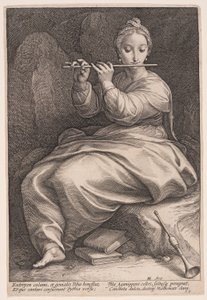 Euterpe, musikens musa, från De nio musorna av Hendrick Goltzius