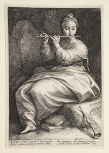 Euterpe, plansch 6 ur serien De nio muserna av Hendrick Goltzius