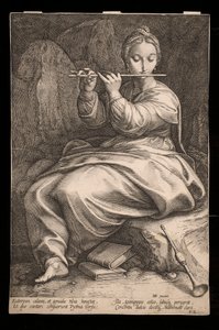 Euterpe, ur serien ”Muserna” av Hendrick Goltzius