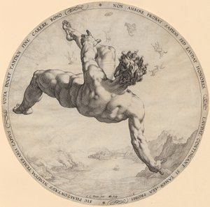 ”Phaetons fall”, blad 3 i serien ”De fyra himmelsstormarna” av Hendrick Goltzius