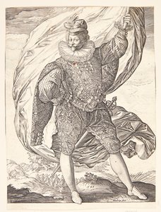 Fanföraren, vänd åt höger av Hendrick Goltzius