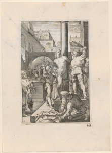 Kristi gisslande, blad 6 ur serien "Passionen" av Hendrick Goltzius