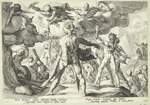 Jättarna stormar mot himlen av Hendrick Goltzius