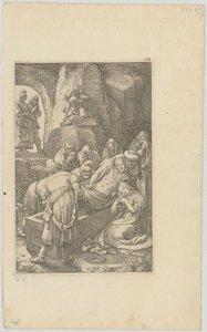 Gravläggningen, blad 11 i serien "Passionen" av Hendrick Goltzius