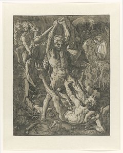 Hercules besegrar Cacus Hercules en Cacus av Hendrick Goltzius