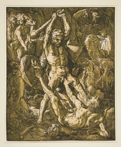 Hercules dödar Cacus av Hendrick Goltzius
