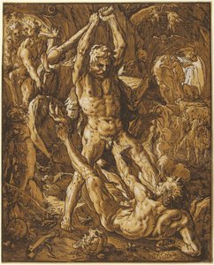 Herkules dödar Cacus av Hendrick Goltzius