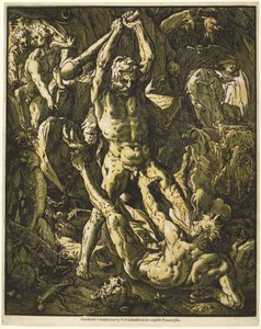 Herkules dödar Cacus av Hendrick Goltzius